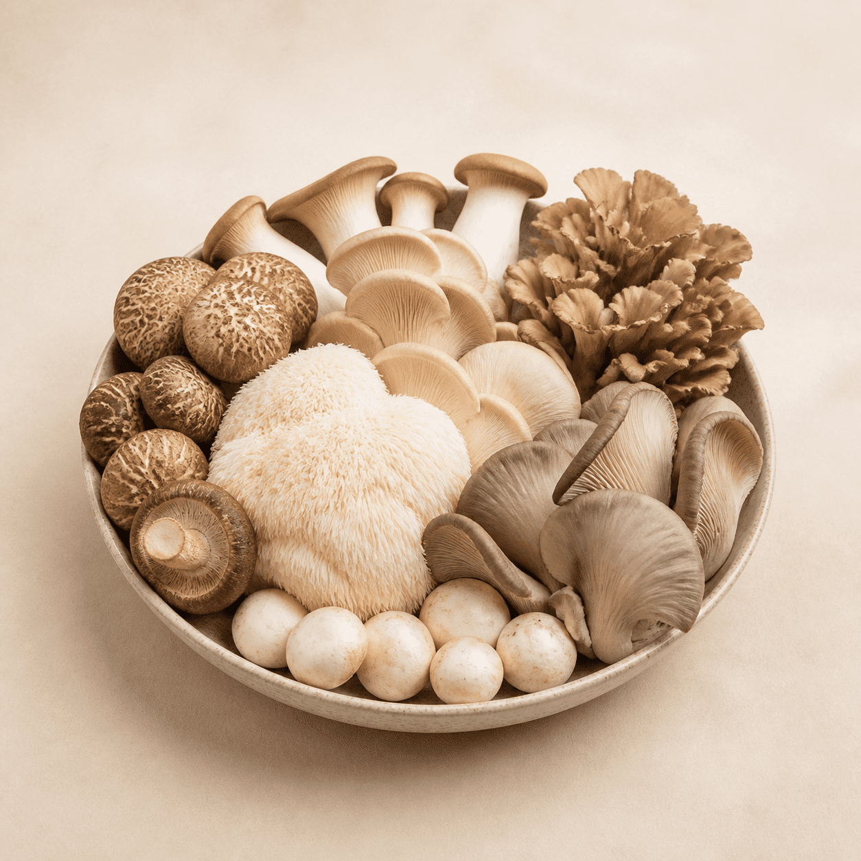 A bowl of brain-supporting mushrooms