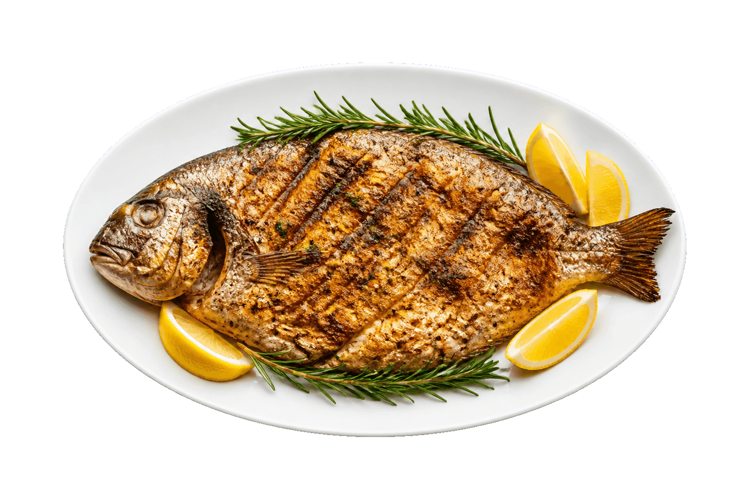 Cooked fish with lemon